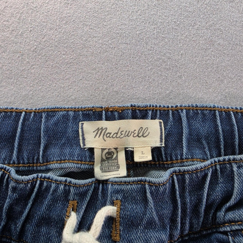 Madewell Denim Jogger Jeans Womens Large Blue Pull On Drawstring Patch Pockets - Picture 7 of 8